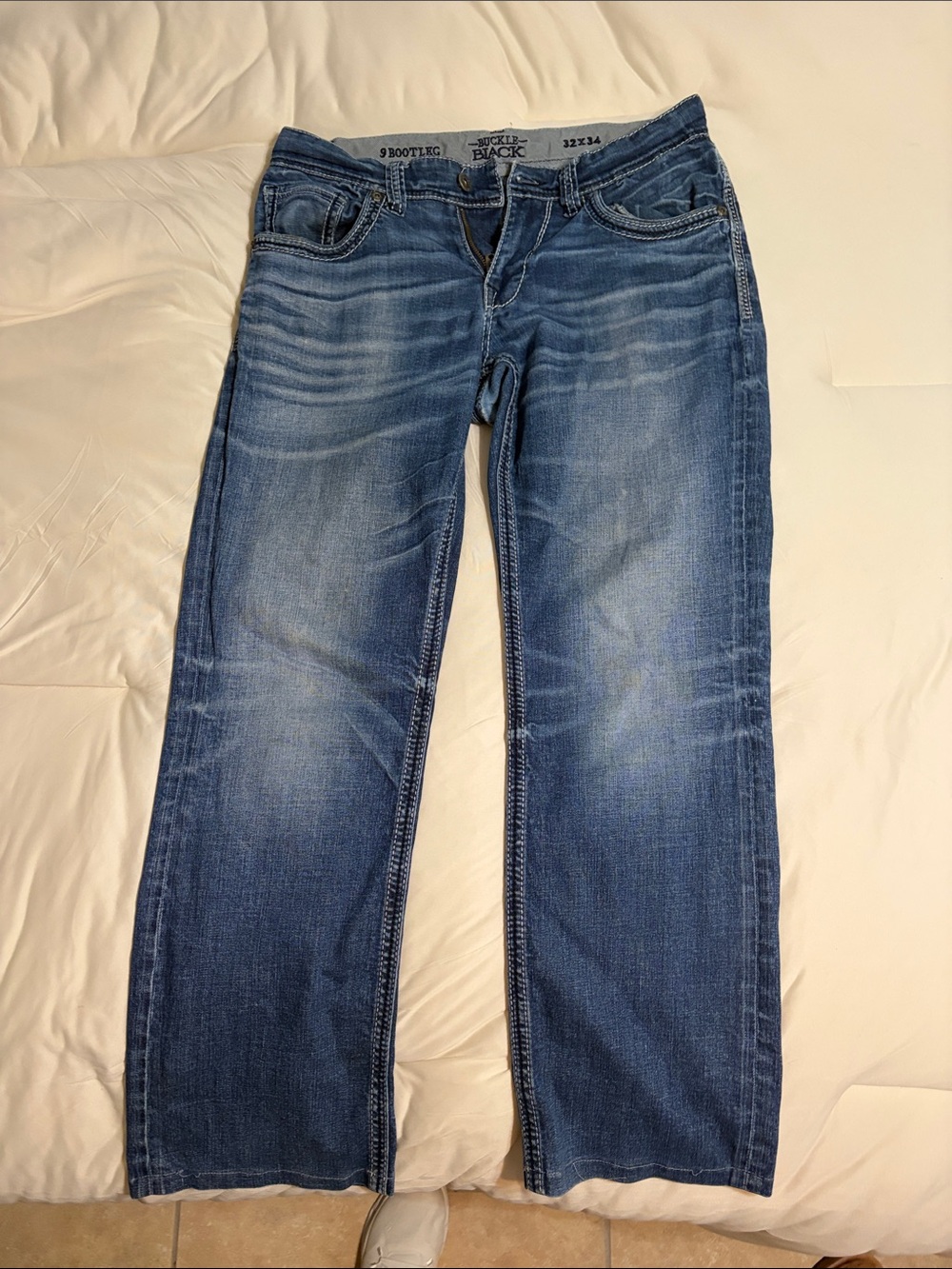 Men's Blue Bootcut Jeans - Buckle Black 34W 30L